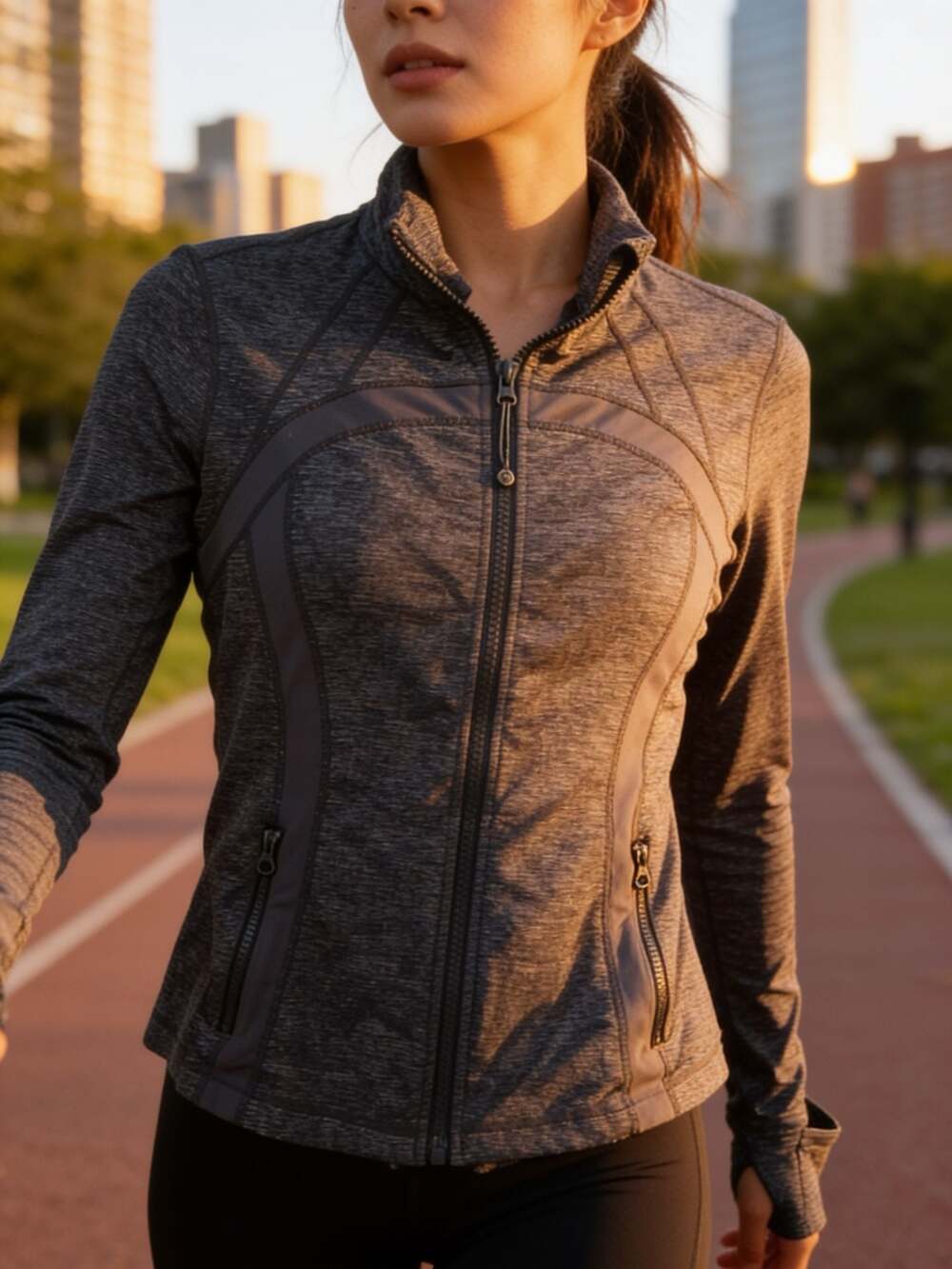 Lululemon Define Jacket Women's Heathered Gray Full Zip Thumb Holes M*